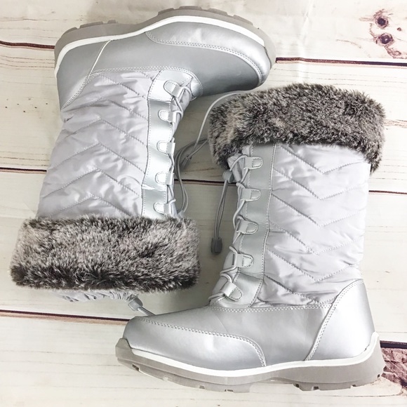 girls silver snow boots